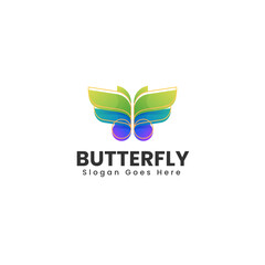 Vector Logo Illustration Butterfly Gradient Colorful Style