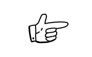 POINTING FINGER Doodle art illustration with black and white style.