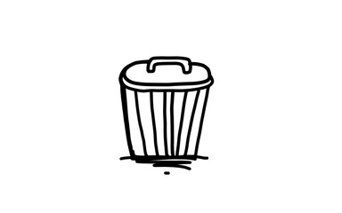 TRASH Doodle art illustration with black and white style.