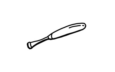 BASEBALL BAT Doodle art illustration with black and white style.