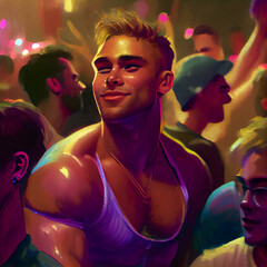 portrait of a Happy gay man celebrating, pride, generative ai