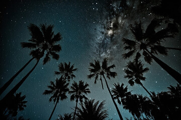 Naklejka premium palm trees with night sky