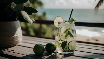 Mojoto Cocktail drink. Digital illustration style