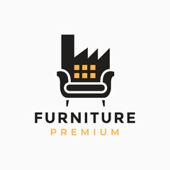 factory furniture business interior home logo design abstract vector illustration