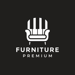 music furniture chair logo design vector graphic illustration