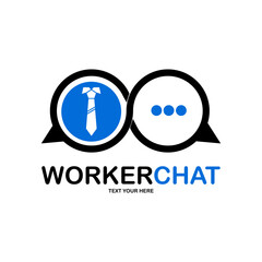 Worker chat with tie vector logo design. Suitable for business, media social, and job chat
