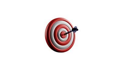 Blue arrow hit the center of target or goal of success. Business target achievement concept, minimal, 3d render.