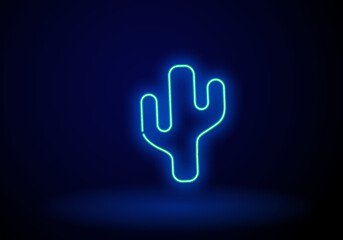 Fototapeta na wymiar Vector realistic isolated neon sign of cactus for decoration and covering on the wall background.
