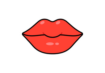 Vector Lips Illustration With Outline