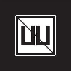 UU Square Letter Logo Design Vector with Black and White Colors.
