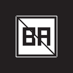 BA Square Letter Logo Design Vector with Black and White Colors.