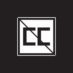 CC Square Letter Logo Design Vector with Black and White Colors.