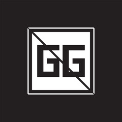 GG Square Letter Logo Design Vector with Black and White Colors.