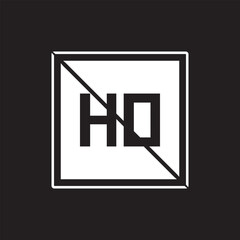 HO Square Letter Logo Design Vector with Black and White Colors.