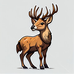 Deer with antlers cute sticker vector, created with Generative AI technology