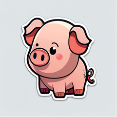 Obraz na płótnie Canvas Pig with a curly tail cute sticker vector, created with Generative AI technology