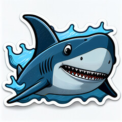 Shark swimming cute sticker vector, created with Generative AI technology