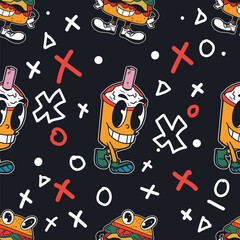 Flat retro seamless patterns with a 90s influence