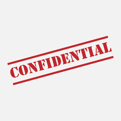 Confidential Stamp - Vector, Text Sign & Symbol Illustration.  