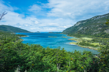 Fototapeta na wymiar View of Lapataia Bay at Tierra del Fuego National Park - Ushuaia, Argentina