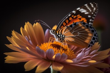 Fototapeta na wymiar butterfly on flower - Generative AI