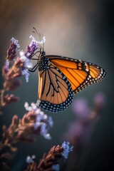 Fototapeta na wymiar monarch butterfly on a flower - Generative AI