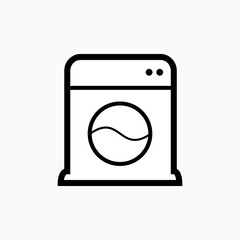 Washing Machine Icon. Laundry Element Symbol - Vector.    