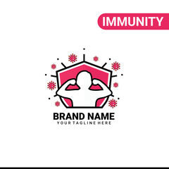 Obraz premium Immunity system logo template. Human immune system vector design. Virus and bacteria illustration.