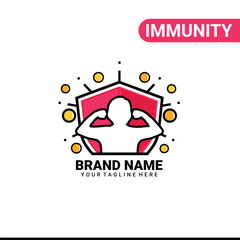 Immunity system logo template. Human immune system vector design. Virus and bacteria illustration.