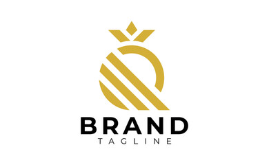 Simple monogram logo combination initial m p r, crown, ring illustration vector 