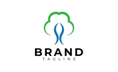 illustration vector graphic logo design, minimalist and simple pictogram tree logo