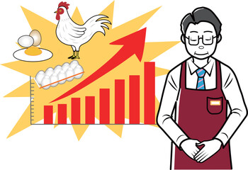 食料品値上げを謝罪する店員さん