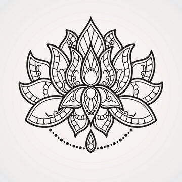beautiful lotus flower mandala. suitable for henna, tattoos, photos, coloring books. islam, hindu,Buddha, india, pakistan, chinese, arab