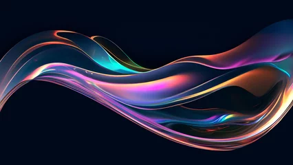 Fototapeten Holographic Neon Fluid Waves © BazziBa