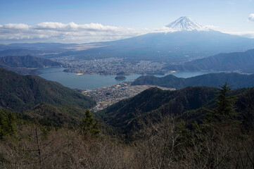Mt. Fuji and Lake Kawaguchi from Yamanashi Suzuran Pass