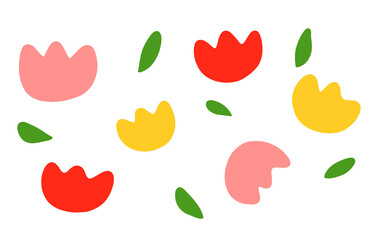 ゆるいチューリップの背景素材イラスト（着色ver）