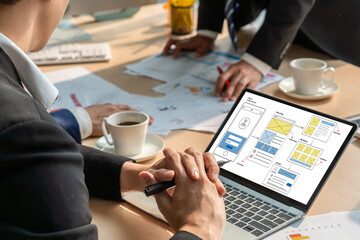 UX UI design process for modish mobile application and website . Creative prototype of wireframe...