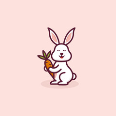 Cute Rabbit Carrot Logo Design