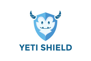 yeti shield logo design template vector