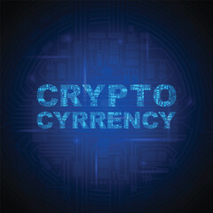 Electric circuit crypto blue background