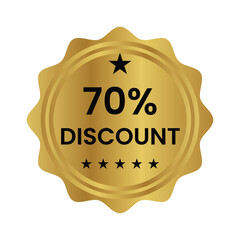 70 percent discount label, seal, sticker, stamp, tag vector icon for shopping discount promotion