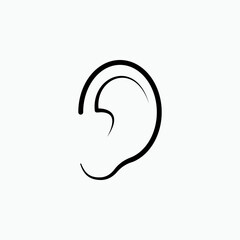 Ear Icon. Symbol of One of the Human Senses - Vector.    
