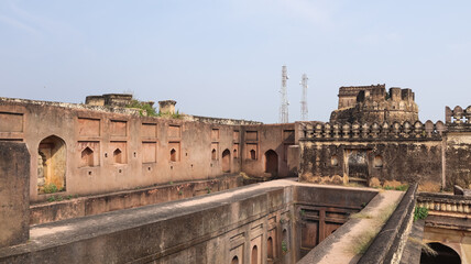 Fototapeta premium The Ruined Fortress of Baldeogarh Fort, it Was Built by Maharaja Vikramjit singh, Baldeogarh, Madhya Pradesh, India.