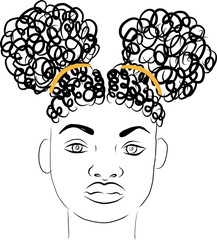 Linear African American girl. African American hairstyle. Beauty and fashion.