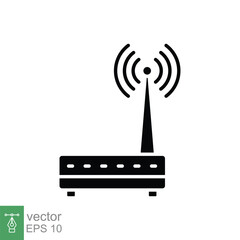 Wifi router icon. Simple solid style for web template and app. Broadband, modem, wireless, internet, black silhouette, glyph vector illustration design isolated on white background. EPS 10.