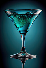A teal colored cocktail