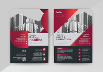 Business abstract vector template for Brochure, AnnualReport, Magazine, Poster, Corporate Presentation, Portfolio, Flyer, infographic with red and black color size A4, Front and back. Vector