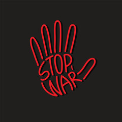 Fototapeta premium Stop War logo vector illustration in Ukraine concept. Stop war lettering logo. No war in the world. The armed conflict in Ukraine must be stopped!