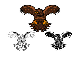 set Eagle isolated on white. This vector illustration can be used as a print on t-shirts, tattoo element or other uses