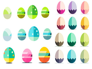 Easter eggs for easter day sweet and colorful with decoration patterns on white background. Set of colourful decorated Easter Eggs for use in Easter designs. Vector illustration.